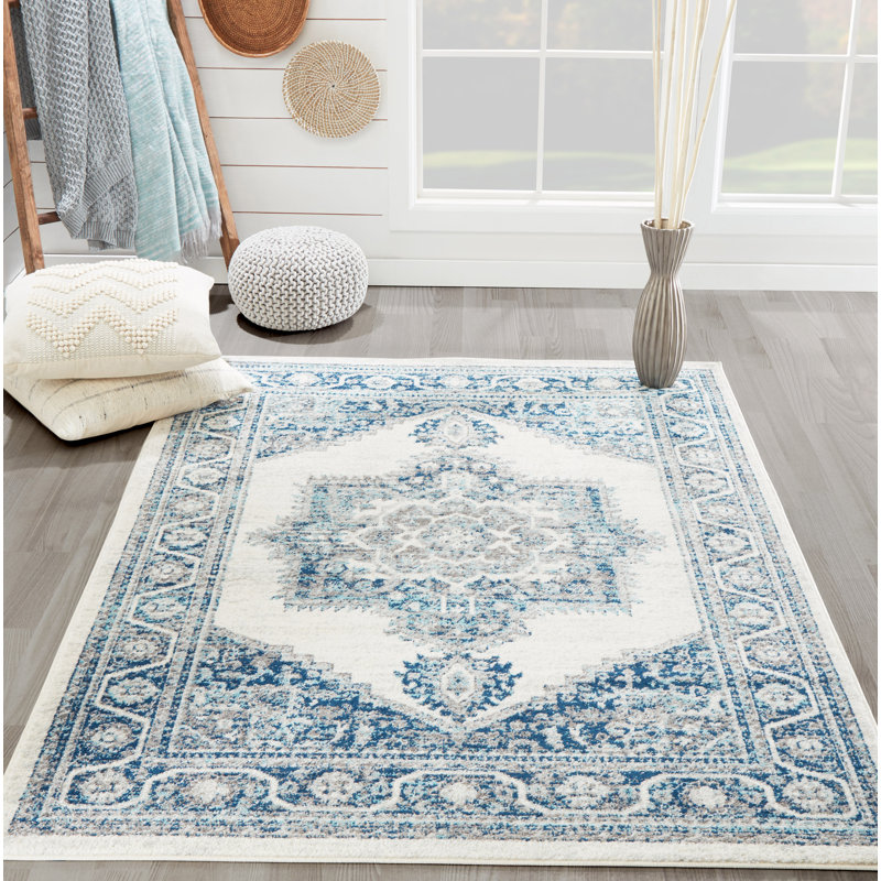Tapis oriental bleu St. Nicholas, Rectangle 9 pi 3 po x 12 pi 6 po