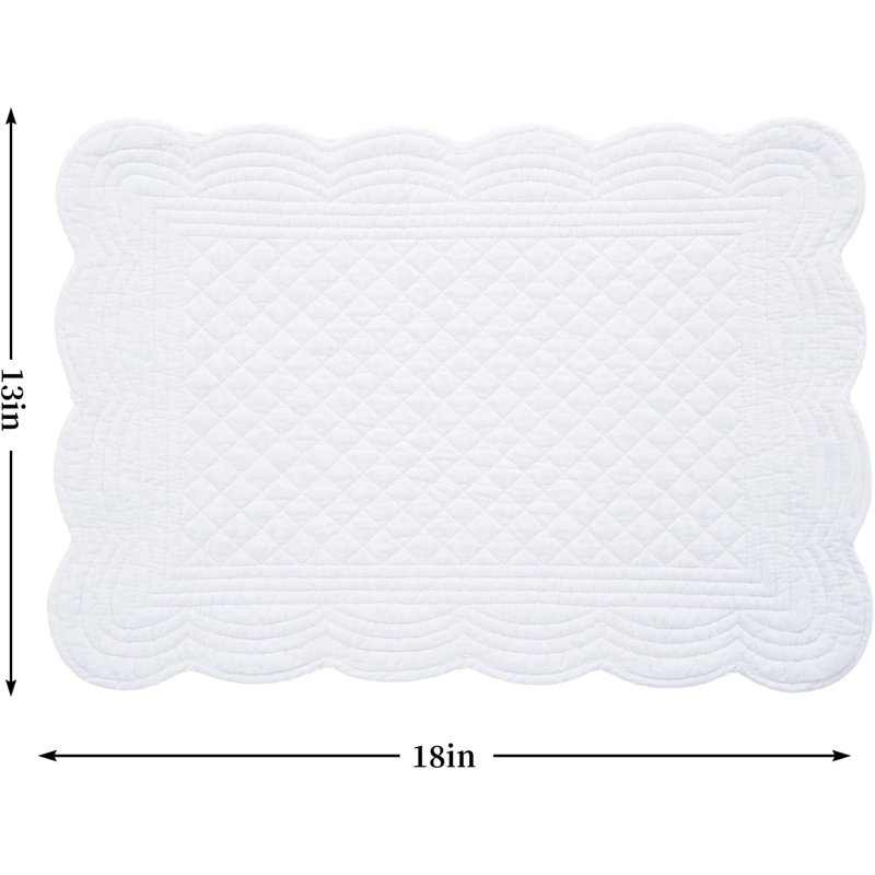 Ensembles de table rectangulaires en coton matelassé blanc (paquet de 6)