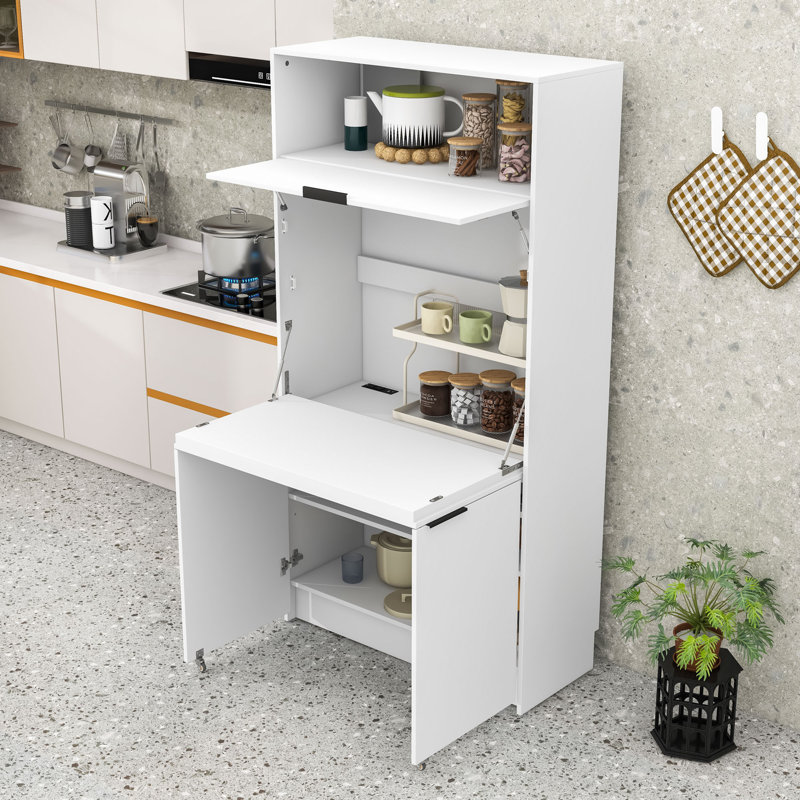 Buffet multifonctionnel avec garde-manger et rangement, Blanc