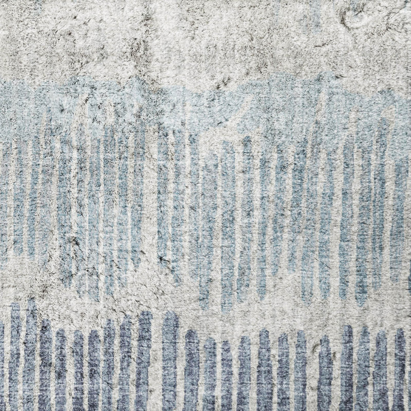 Premium Machine Washable Dream Shag Loops and Lines Rug, Blue, 2'6" x 3'10"