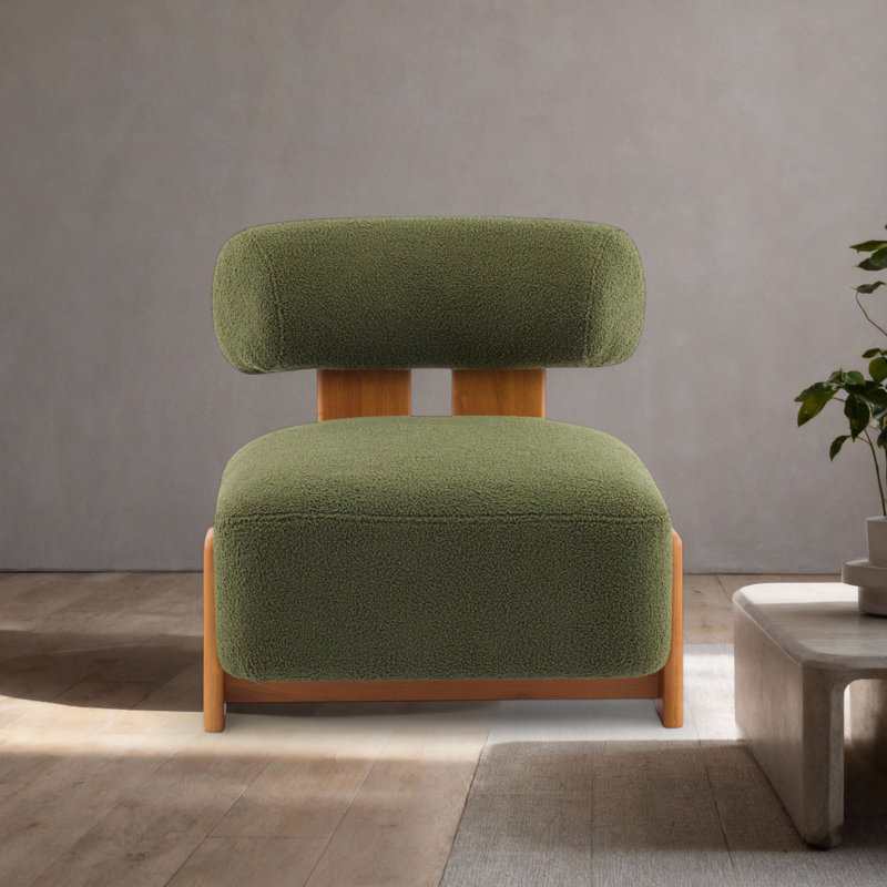 Méridienne moderne 27,25 po avec cadre en bois massif et dossier roulé Boucle, idéale pour le salon, la chambre à coucher ou le bureau