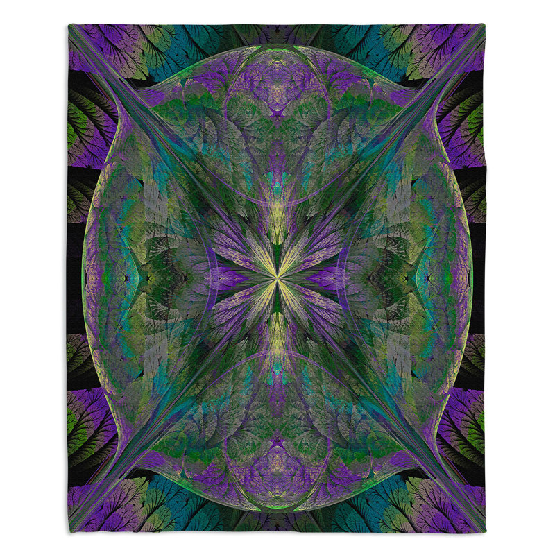  Jeté feuillu en jade, l 68 po x L 80 po, Mauve / Vert