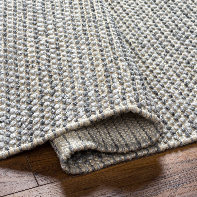 Striped Area Rug, Rectangle 10' x 14', Light Slate Blue