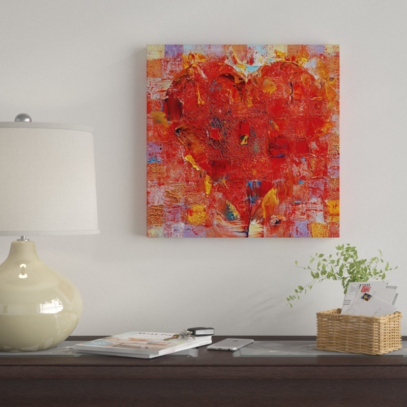 « patchwork cœur », reproduction sur toile, H 26 po x l 26 po x P 1,5 po