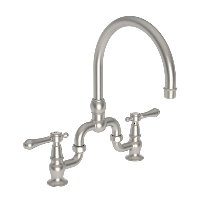 Chesterfield Kitchen Bridge Faucet, Lever Handle, Satin Nickel (PVD)
