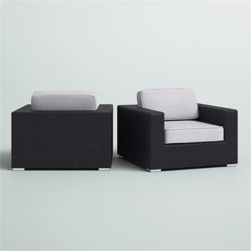 Chaise de patio entièrement assemblée avec coussins (excluant la table), Noir, Blanc
