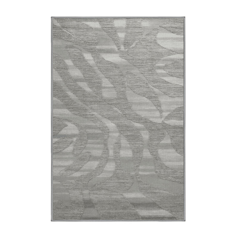 Tapis abstrait gris lavable à la machine, Rectangulaire 8 pi x 10 pi