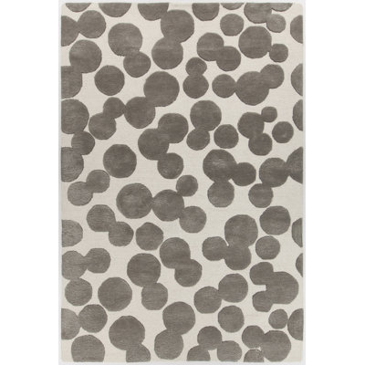 Tapis gris et beige en laine touffeté à la main Joya