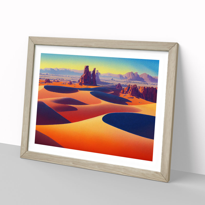 Desert View Vol.2 1 Piece Single Picture Frame Painting, 34cm H x 46cm W x 2cm D, Oak