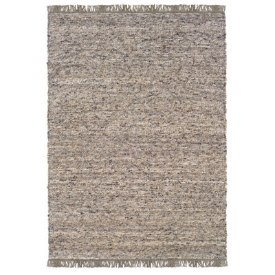 Tapis réversible en laine mélangée ivoire et neutre avec base en jute et bordure en jute Brogan