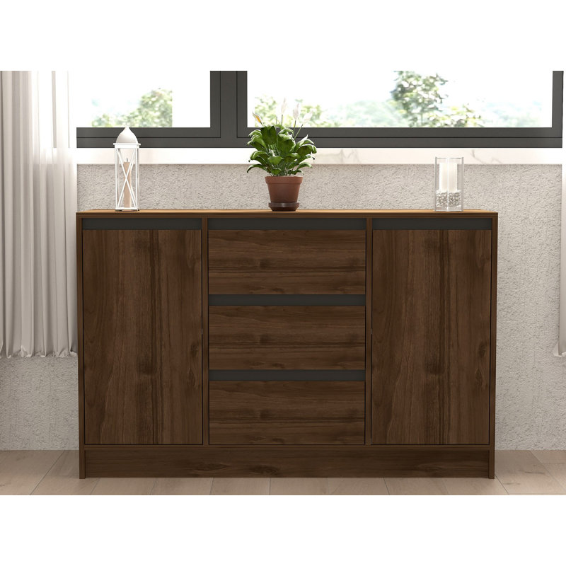 Puqa Design 90 cm W Console Table, Walnut/Anthracite