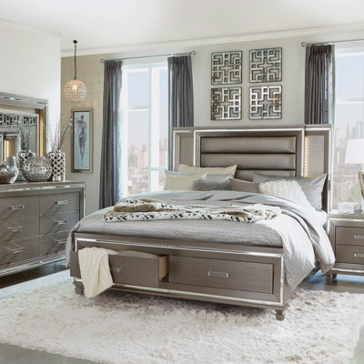 Juta Vegan Leather Platform Storage Bed