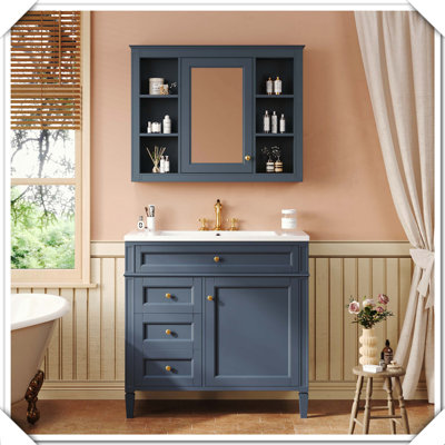 Meuble-lavabo moderne avec armoire à pharmacie et portes à fermeture douce