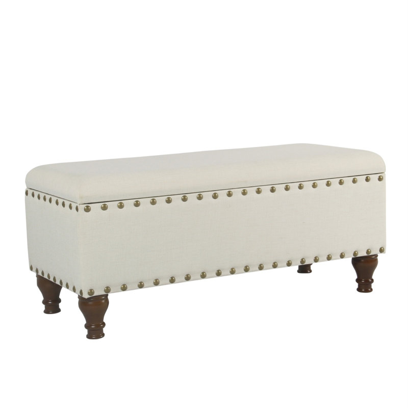 Griffiths Polyester Blend Upholstered Storage Bench, 18" H x 42" W x 18" D, Beige