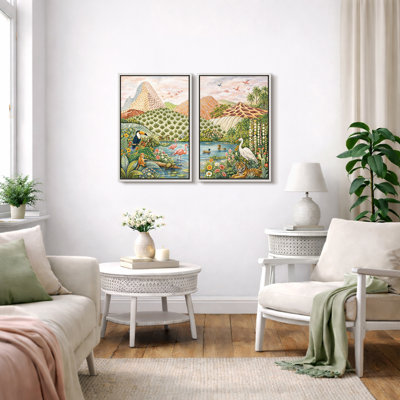 Art lunatique de paysage tropical de la faune, images colorées de salon, impression sur toile encadrée