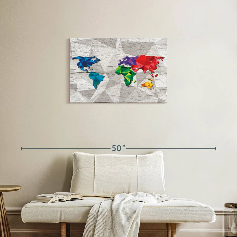 Carte du monde géométrique Aliaz II, H 20 po x l 30 po