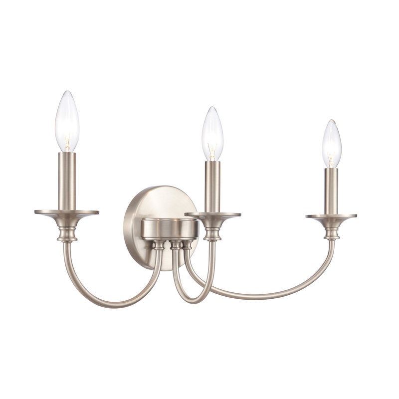 Éclairage pour meuble-lavabo à 3 lumières de 22 po de largeur Cecil - Nickel brossé, Trois lumières, Nickel