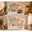 Lit cabane Ainsworth pour une personne avec rideaux de tente enroulables, lit gigogne et étagère de rangement intégrée, lit cabane en bois avec sommier à lattes.-382722823