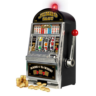 Véritable banque de machines à sous - machines à sous de Las Vegas avec lumières clignotantes et sons de jackpot réalistes - machine de casino de 6 x 8,5 x 14,5 pouces acceptant 98 % des pièces de monnaie mondiales par Trademark Poker
