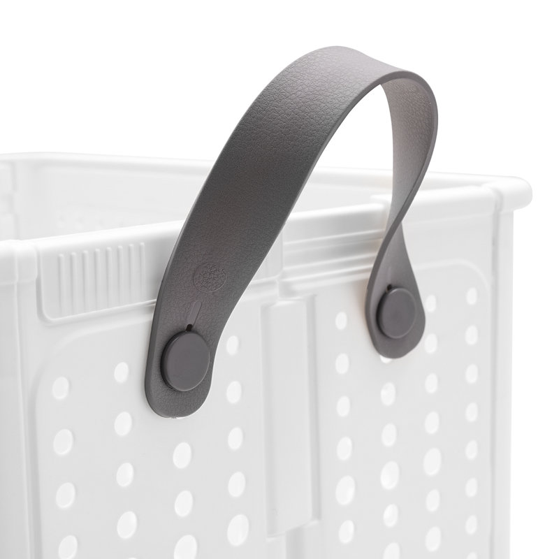Panier à linge en plastique avec poignées, Blanc / gris, H 19,7 po x l 14,8 po x P 12,2 po