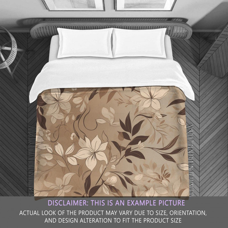 Floral Brown/Beige Microfiber Comforter, King Comforter