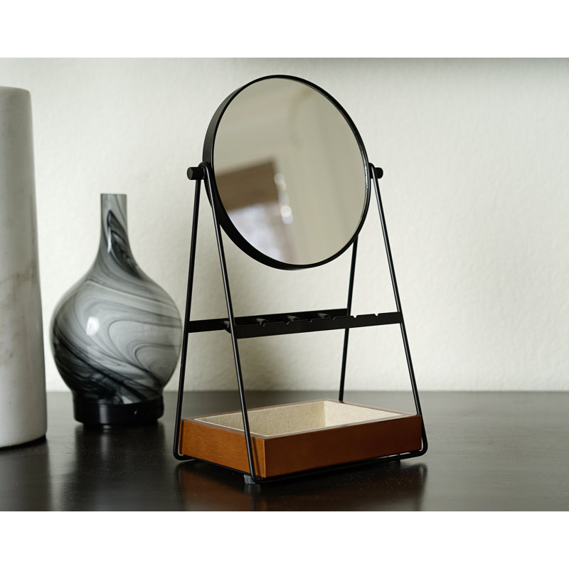 Organisateur de bijoux avec miroir Kenna, Noir / brun
