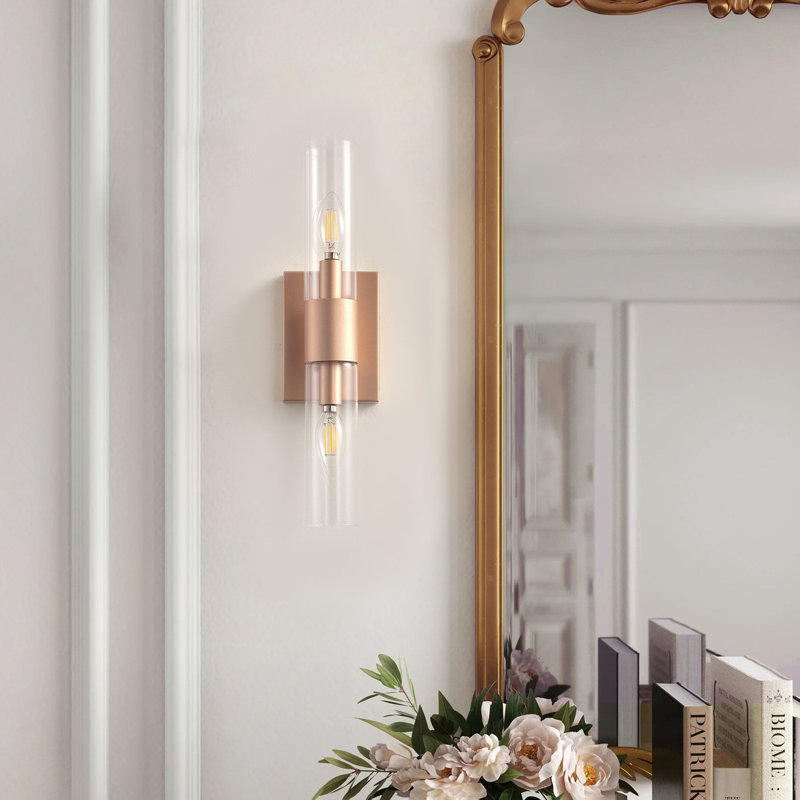 2-Lamp Gold Glass Iron Dimmable Wall light