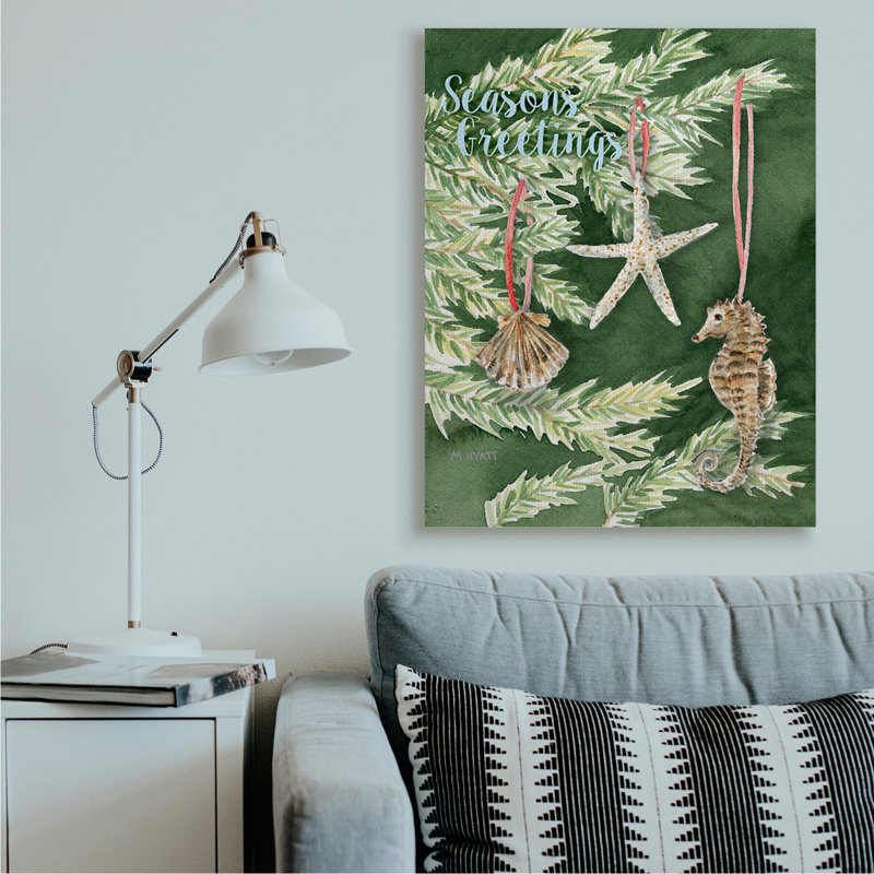 Arbre de Noël nautique « Greetings », impression d’art graphique, H 48 po x l 36 po x P 1,5 po, Toile