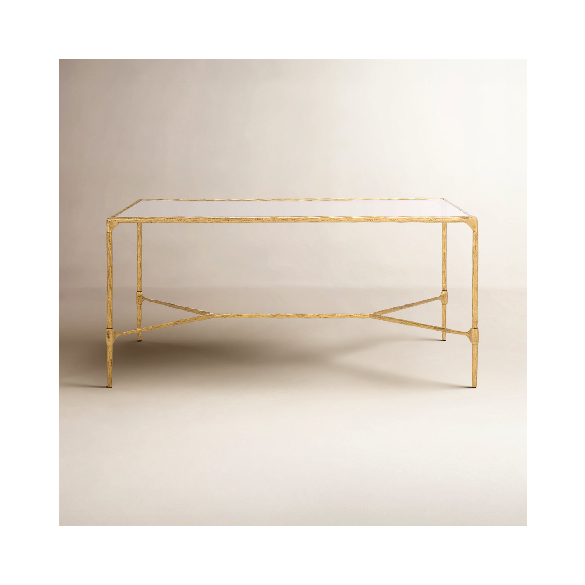 Terenna Metal And Glass Coffee Table, Brass