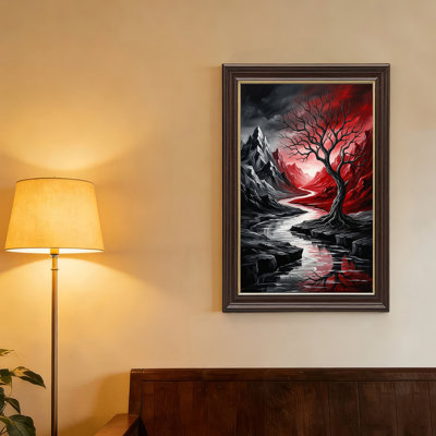 «Black Tree in Red Mountain Valley», art mural sur toile