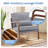 Upholstered Linen Blend Accent Chair with Wooden Legs and Lumbar Pillow-1193044500