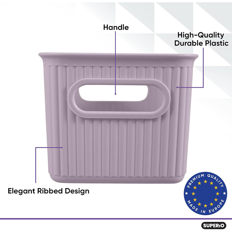 Ensemble de bacs de rangement en plastique nervuré