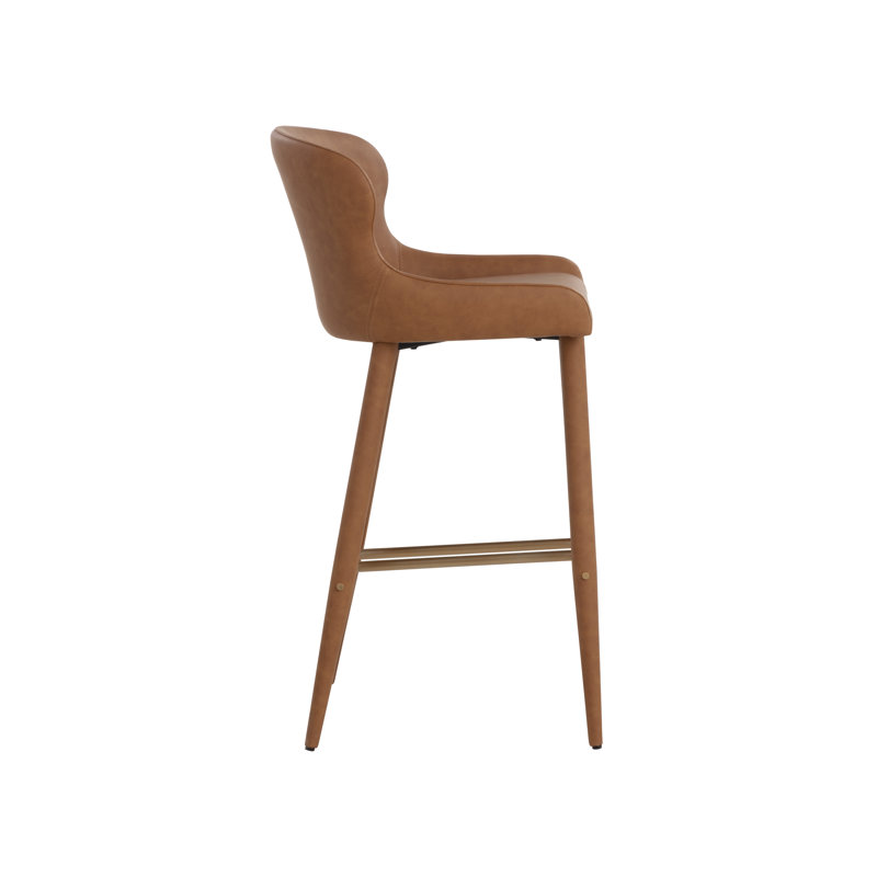 EVORA Upholstered Stool with Metal Frame, Bar Stool (30” Seat Height), Brown
