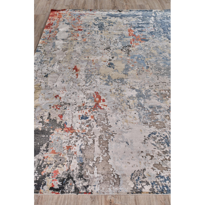 Laureno Hand-Knotted Blue/Gray Area Rug, Rectangle 4' x 6'