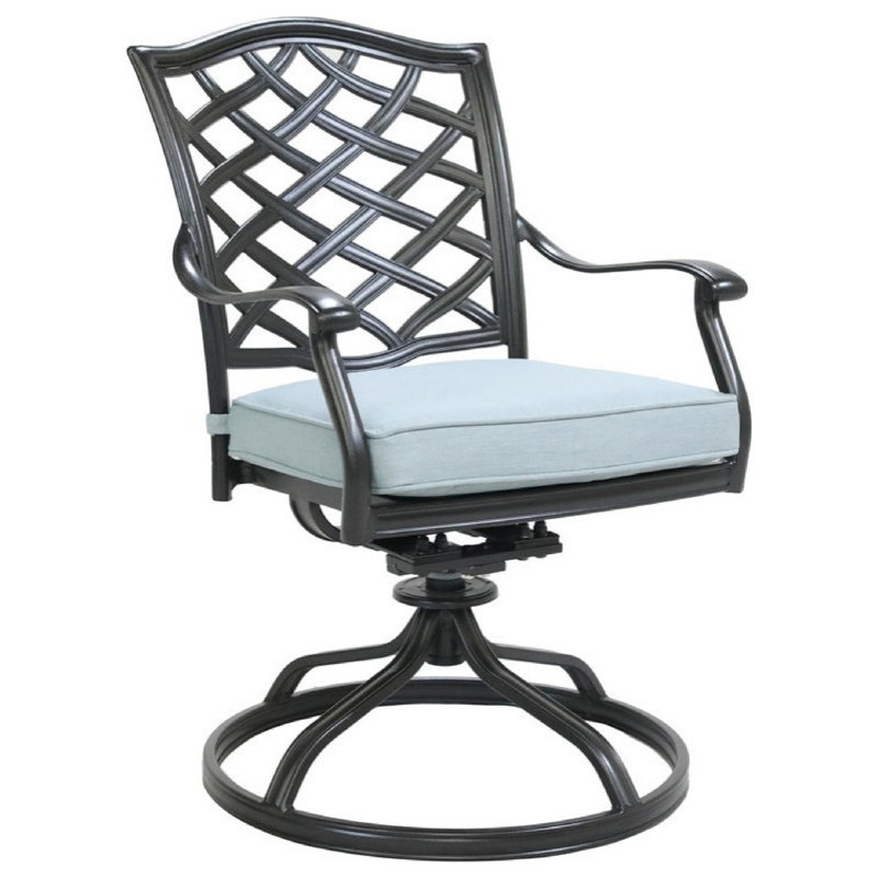 Chaise de salle à manger pivotante en métal Wynn, bleu clair, ensemble de 2, Bleu, Bronze