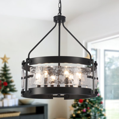 6 - Light 18.9'' Dimmable Modern Drum Candle   Chandelier With Glass Shape