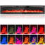 Chaufferette électrique murale ultra-mince - 90 pouces, flammes multicolores à DEL, luminosité et minuterie réglables, 120 V 1500 W