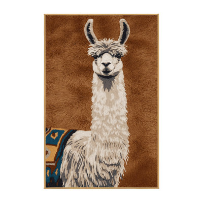 Washable Llama Wildlife Area Rug