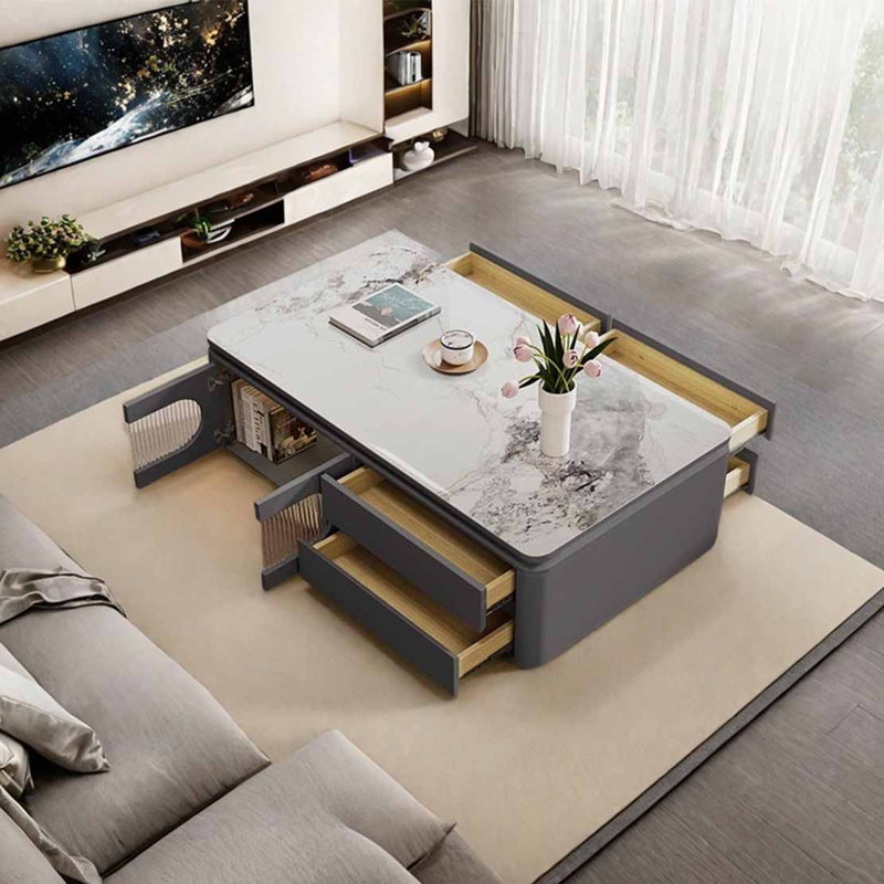 Table basse rectangulaire, Gris foncé, Blanc / Gris, H 21,7 po x L 47,2 po x l 25,6 po