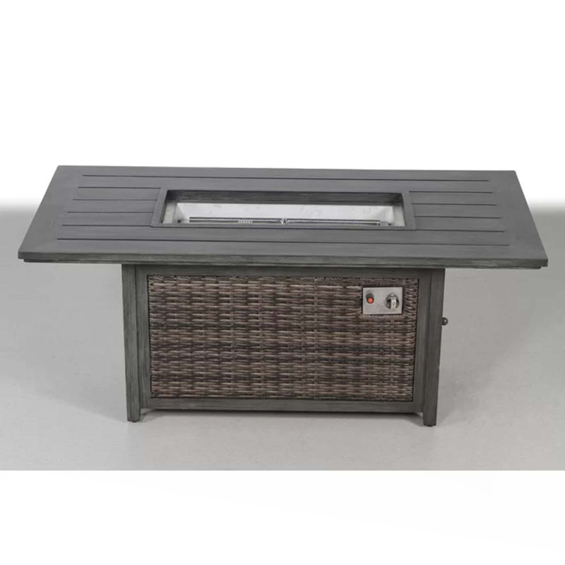 Aluminum/Wicker Propane Fire Pit Table