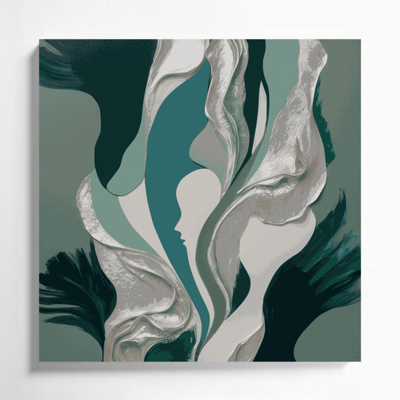 Abstrait art figuratif gris sur toile 15, H 16 po x l 16 po