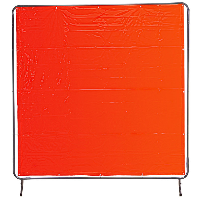 Welding Screen Welding Curtain 3 Panel 6' x 6' Flame Retardant, Frame, Red