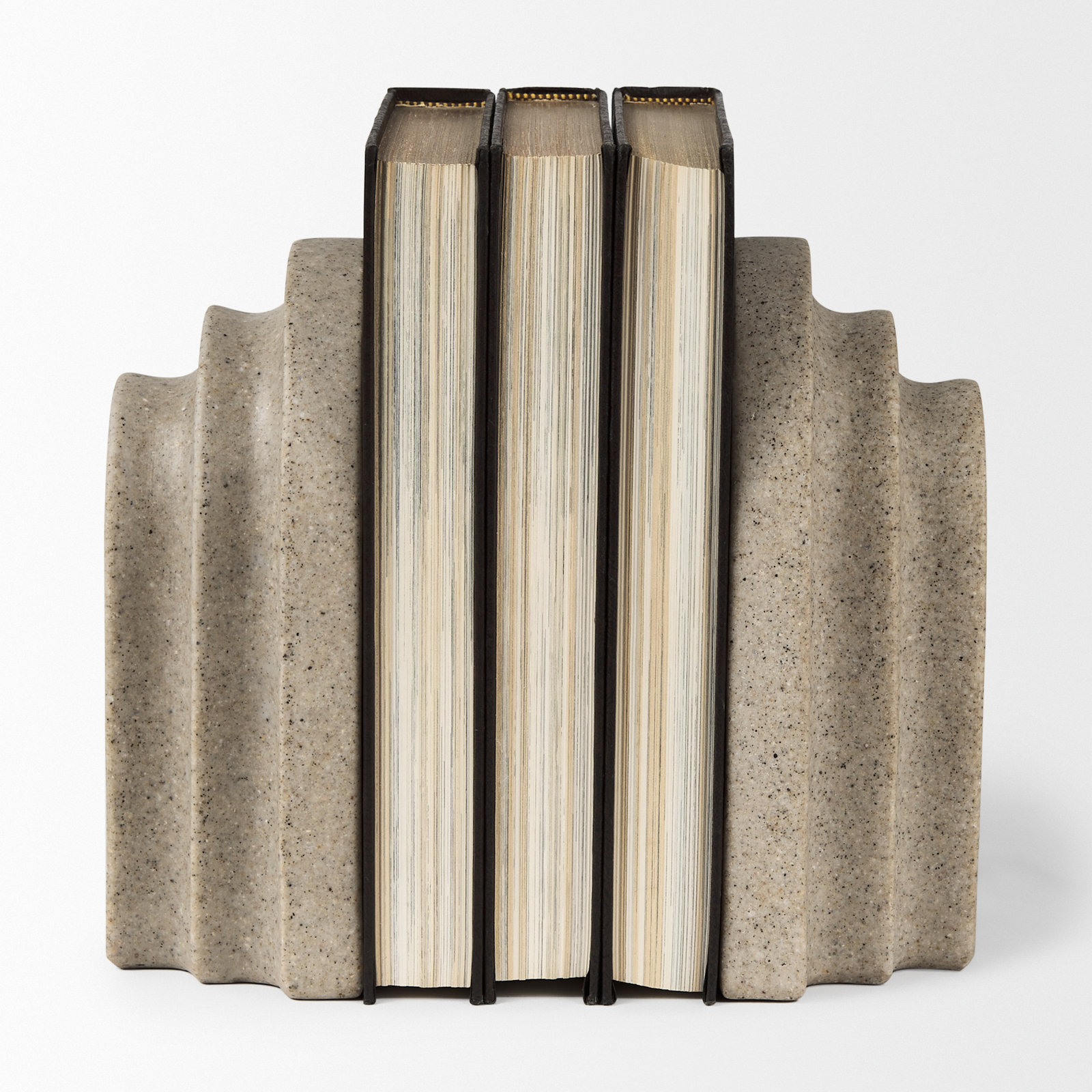 Varro Stepped Arch Office Bookends, Sandstone