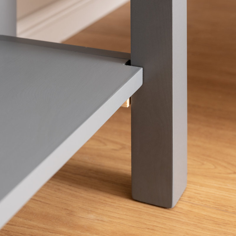 Garbrielle Solid Wood Accent Stool, Grey