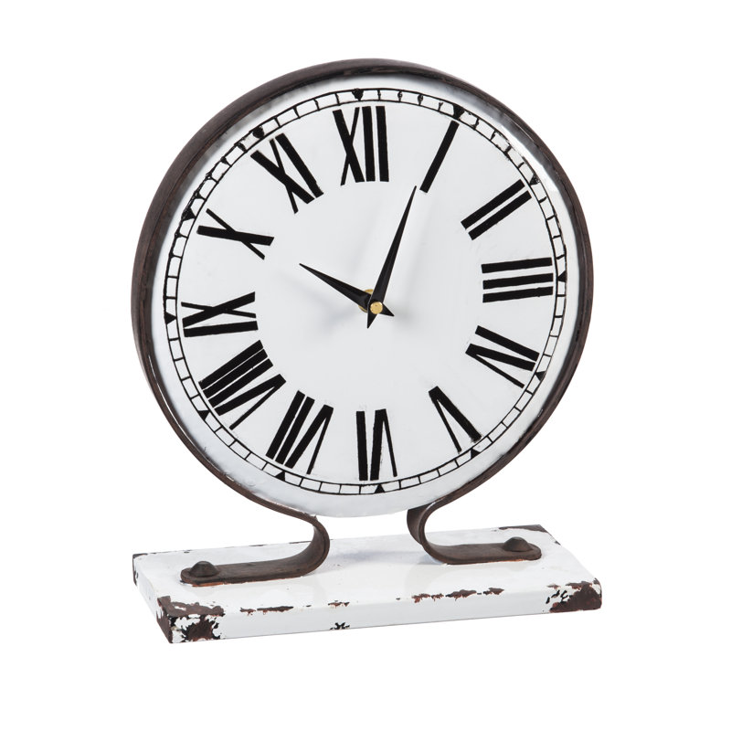 Rustic Roman Numeral Metal Tabletop Clock in
