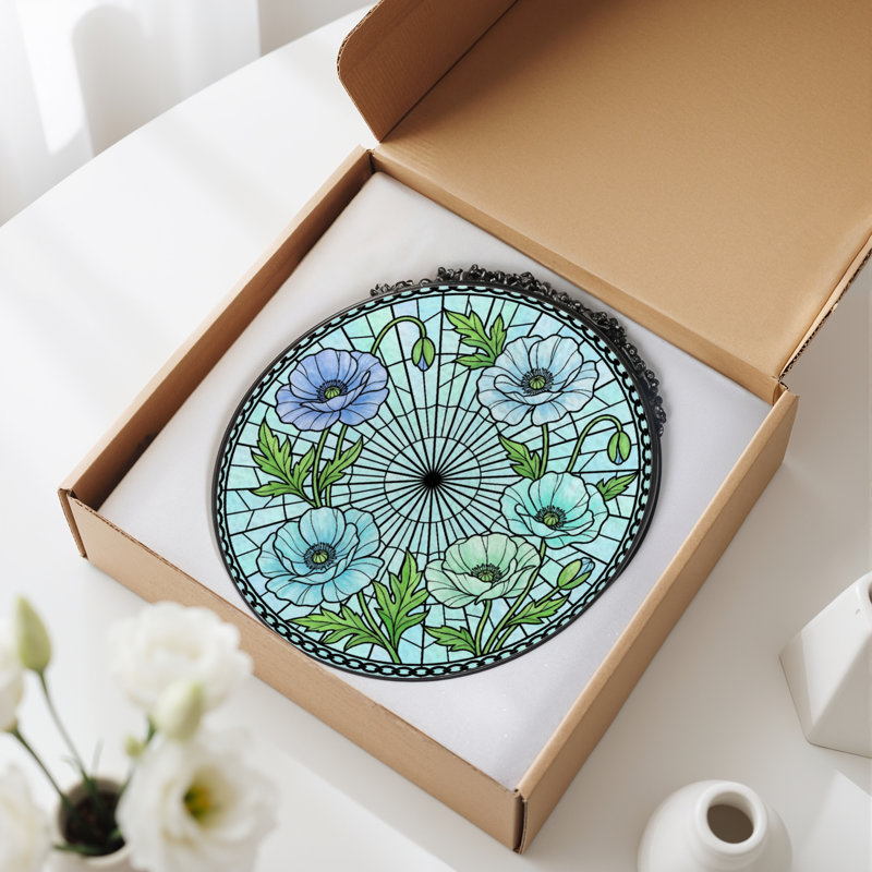 Panneau de vitrail 12 "H Poppy Blue, H 12 po x l 12 po