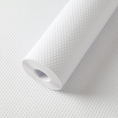 Tablette de revêtement blanche - doublures de tablettes non adhésives pour armoires de cuisine, doublure d'armoire imperméable, tapis de tiroir facile à couper pour garde-manger, doublure de placard lavable de 17,7 po x 300 po