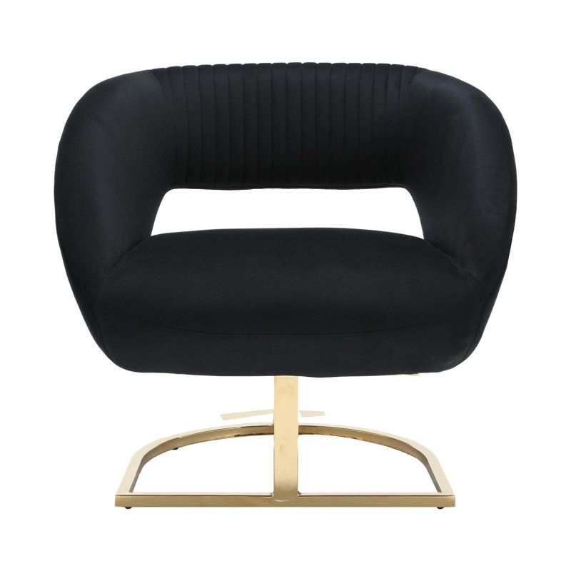 Fauteuil en velours de 28,74 po Agurne, Velours noir