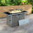 Propane Gas Fire Pit Table With Glass Wind Guard And An Open Basket-wave Patterned Wicker-1240792518