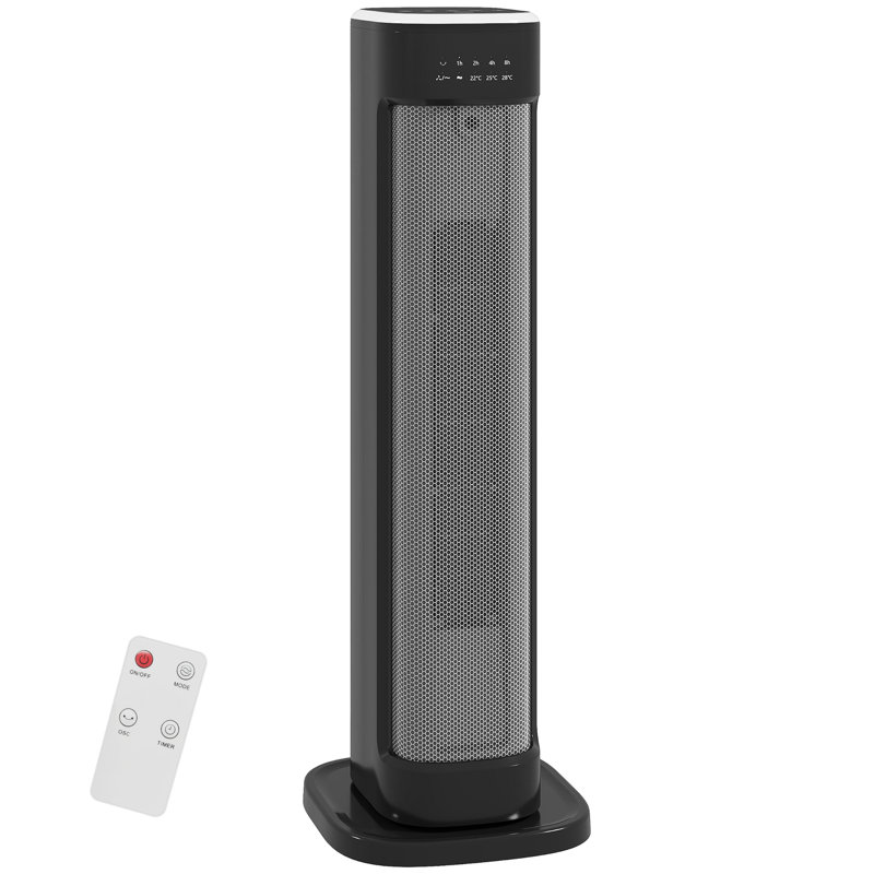 HOMCOM 1200 Watt 5118 BTU Electric Tower Space Heater with Adjustable Thermostat, Black